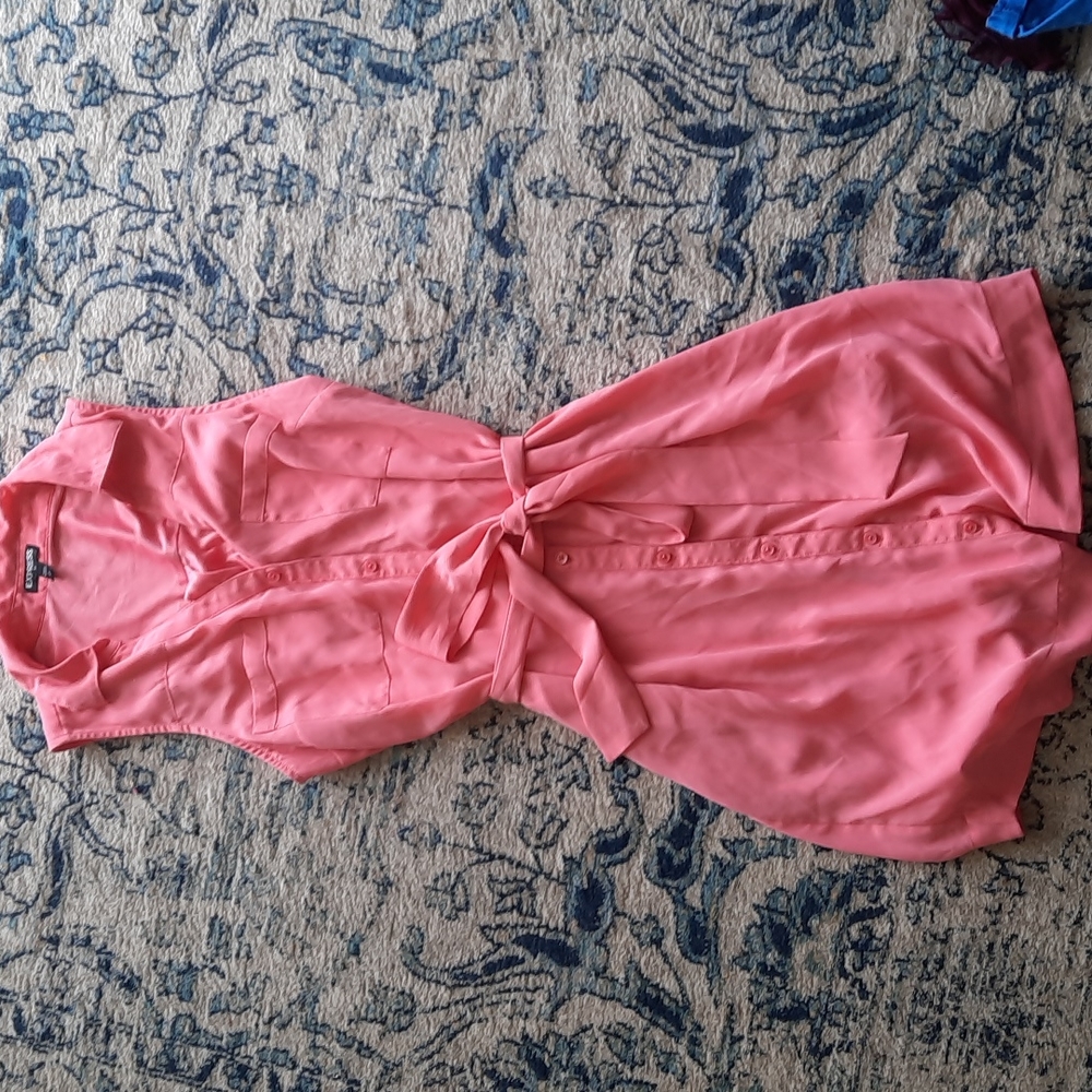 Express pink sleeveless shirt dress